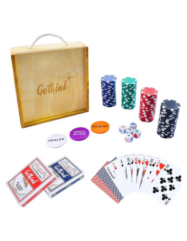 Juego de Póker GOTHINK 100 Fichas Profesionales + Cartas