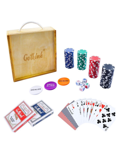 Juego de Póker GOTHINK 100 Fichas Profesionales + Cartas