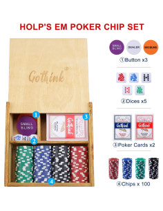 Juego de Póker GOTHINK 100 Fichas Profesionales + Cartas 2