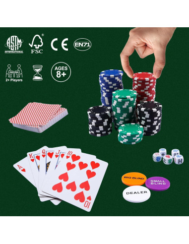 Juego de Póker GOTHINK 100 Fichas Profesionales + Cartas