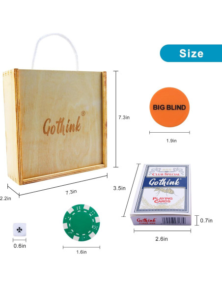 Juego de Póker GOTHINK 100 Fichas Profesionales + Cartas