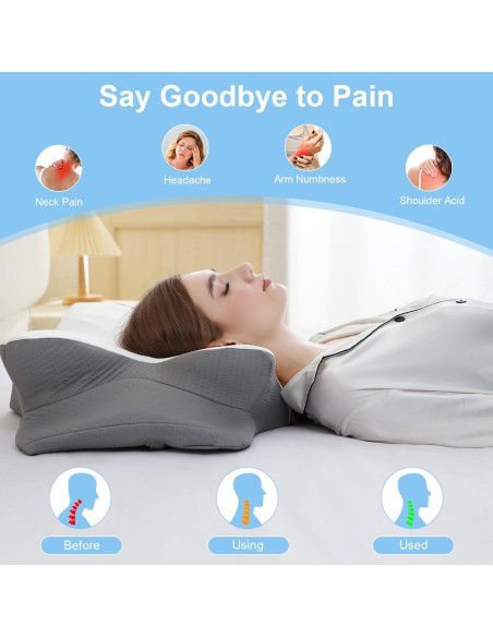 Almohada Ergonómica HBYGE de Espuma Viscoelástica 63x42 cm