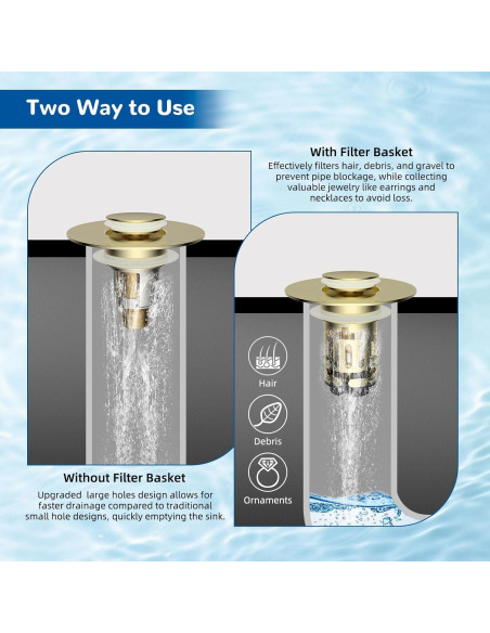 Filtro de Drenaje de Lavabo Hibbent 3 en 1 Acero Inoxidable
