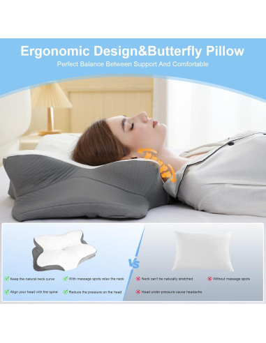 Almohada Ergonómica HBYGE de Espuma Viscoelástica 63x42 cm