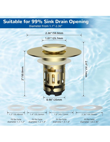 Filtro de Drenaje de Lavabo Hibbent 3 en 1 Acero Inoxidable