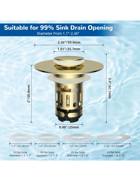 Filtro de Drenaje de Lavabo Hibbent 3 en 1 Acero Inoxidable