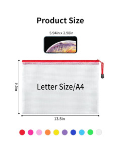 JARLINK 20 Bolsas de Malla con Cierre A4 Resistentes al Agua 2