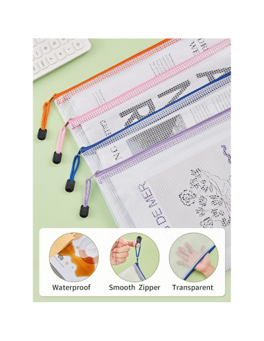 JARLINK 20 Bolsas de Malla con Cierre A4 Resistentes al Agua