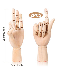 Maniquí Articulado de Mano de Madera Dualshine 25.4 cm 2 Pcs 2
