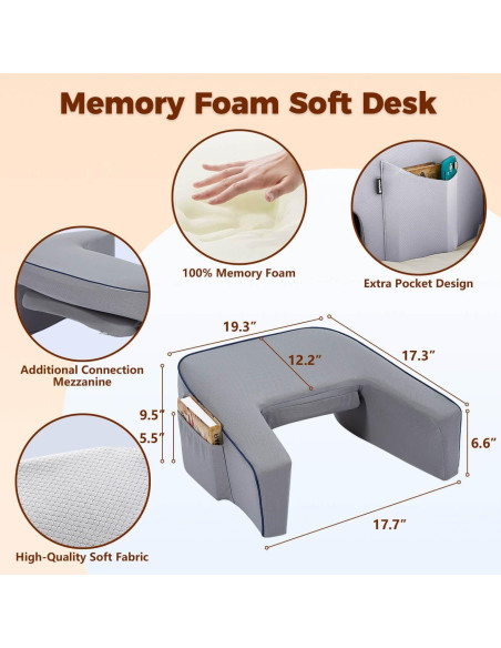 Almohada de Lectura Cooloo8 Pequeña Espuma Viscoelástica Gris