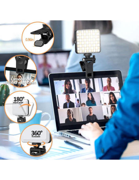 Luz de Selfie Recargable SHEGINEL con Clip para Teléfono - 3 Modos de Luz Ajustable