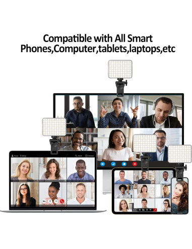 Luz de Selfie Recargable SHEGINEL con Clip para Teléfono - 3 Modos de Luz Ajustable