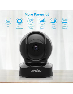 Cámara de Seguridad Wansview Q5 2K WiFi Interior 360 Negro 2