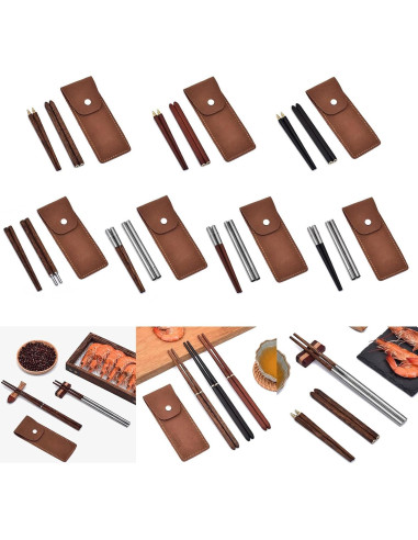 Palillos Plegables de Madera HwdjiSW 20.8cm con Estuche