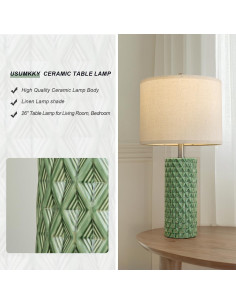 Juego de 2 Lámparas de Mesa USumkky Cerámica Verde 66 cm 2