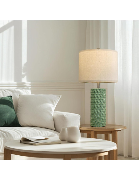 Juego de 2 Lámparas de Mesa USumkky Cerámica Verde 66 cm