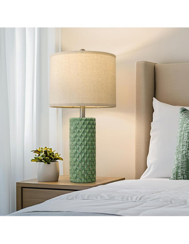 Juego de 2 Lámparas de Mesa USumkky Cerámica Verde 66 cm
