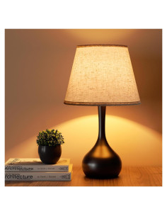 Lámpara de Mesa Táctil ONEWISH Regulable 3 Niveles Beige