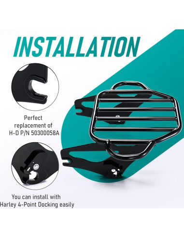 Soporte de Equipaje Desmontable MoKitDora para Harley Touring 2009+