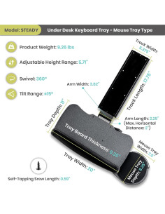 Bandeja para Teclado Ajustable FERSGO 45 cm con Reposamuñecas 2