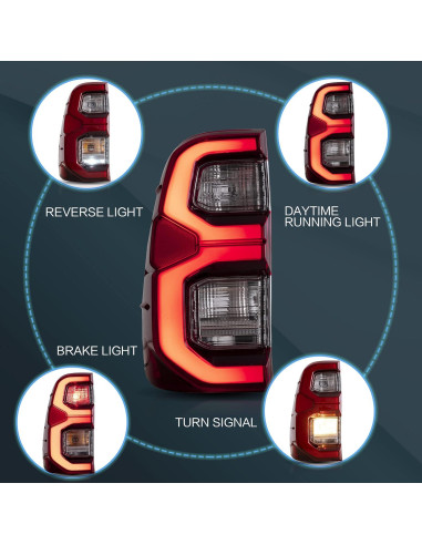Luces Traseras VLAND para Toyota Hilux 2015-2022 LED Rojo