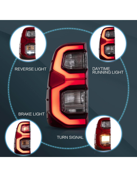 Luces Traseras VLAND para Toyota Hilux 2015-2022 LED Rojo