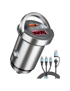 Cargador de coche USB C 78W BXQATMB con cable de carga