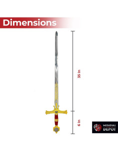 Espada Grande Rey Salomón Roja MedievalDepot 93.98 cm Acero 2