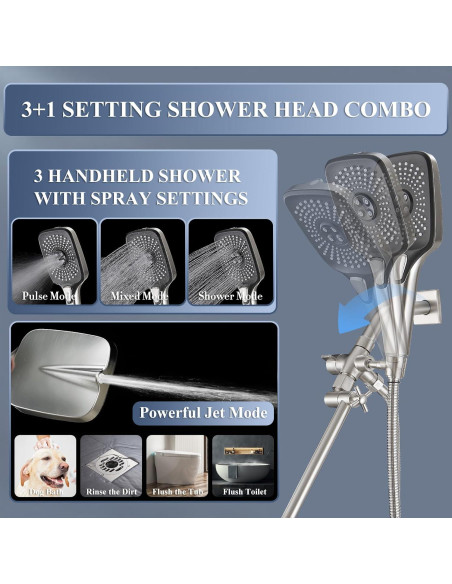 Cabezal de Ducha Jcrob 30.48 cm Lluvia con Spray de Mano