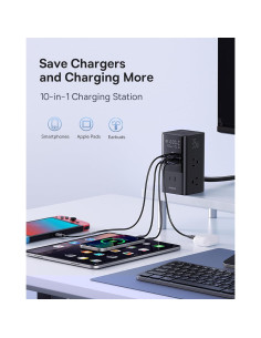 Baseus Estación de Carga USB C 10-en-1 35W con 6AC+2U+2C 2