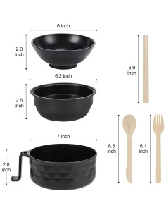 Tazón Cocinero de Ramen RORBAM Negro Microondas 0.86kg 2