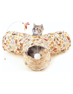 Túnel para Gatos Tempcore 3 Vías Colapsable Beige 80x55 cm