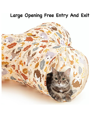 Túnel para Gatos Tempcore 3 Vías Colapsable Beige 80x55 cm