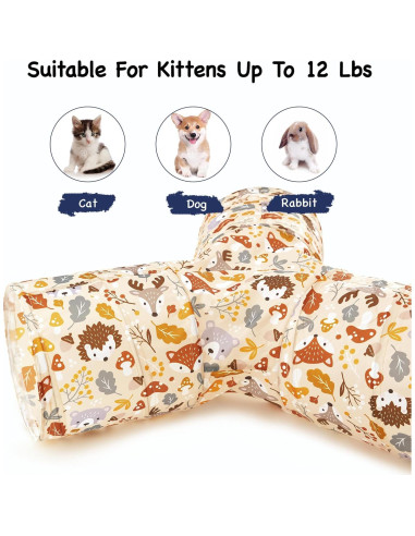 Túnel para Gatos Tempcore 3 Vías Colapsable Beige 80x55 cm