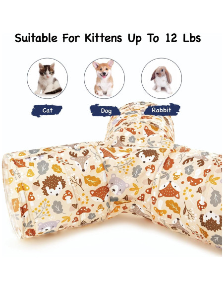 Túnel para Gatos Tempcore 3 Vías Colapsable Beige 80x55 cm