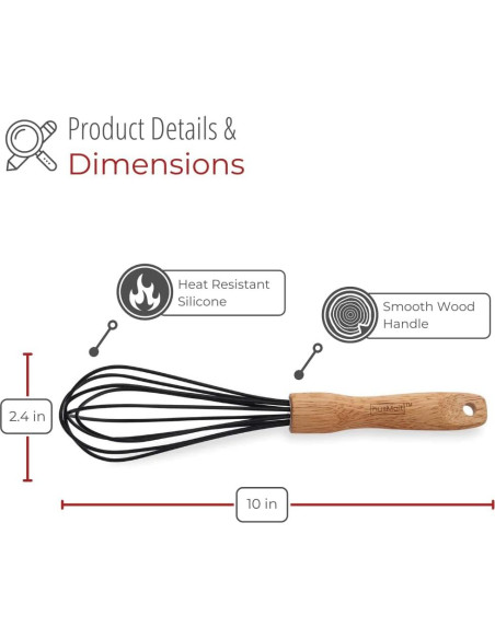 Batidor de Silicona 25.4 cm HusMait con Mango de Madera