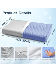 Almohada Ergonómica Forcanby de Espuma Viscoelástica Reina Gris 2