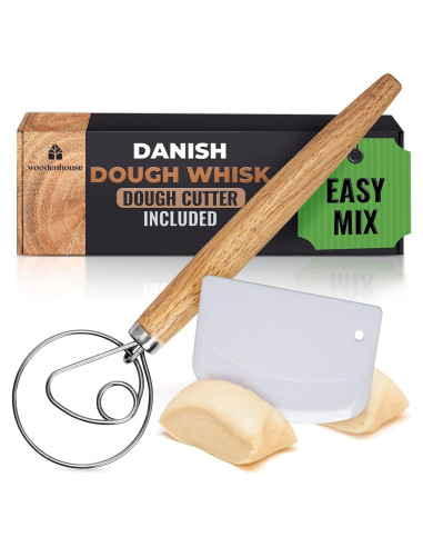 Batidor de Masa Danés 33 cm Acero Inoxidable con Cortador