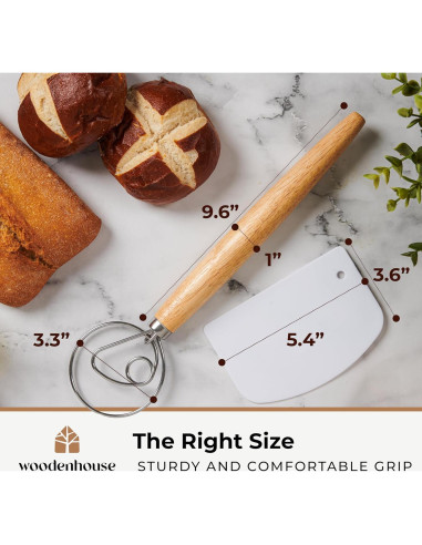 Batidor de Masa Danés 33 cm Acero Inoxidable con Cortador