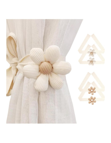 Sujetadores de Cortinas SRG 4 Pcs Algodón Crema y Caqui