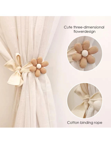 Sujetadores de Cortinas SRG 4 Pcs Algodón Crema y Caqui