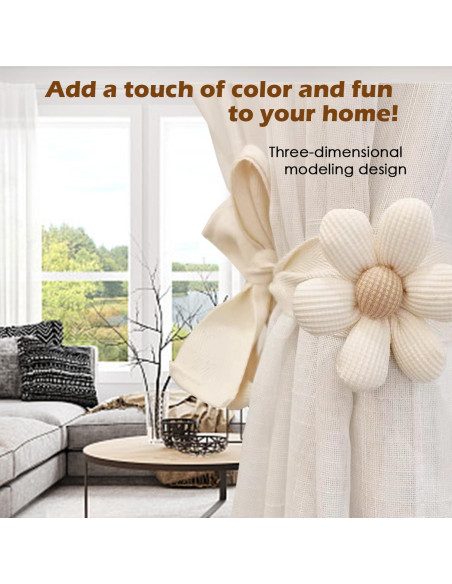 Sujetadores de Cortinas SRG 4 Pcs Algodón Crema y Caqui