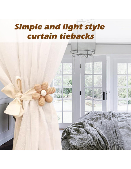 Sujetadores de Cortinas SRG 4 Pcs Algodón Crema y Caqui