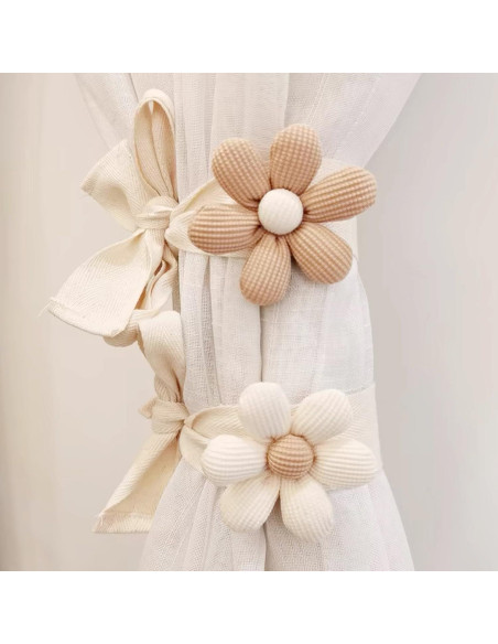 Sujetadores de Cortinas SRG 4 Pcs Algodón Crema y Caqui