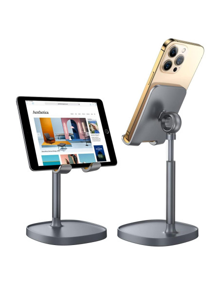 Soporte para Teléfono Móvil LISEN Ajustable de Aluminio Gris