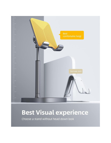 Soporte para Teléfono Móvil LISEN Ajustable de Aluminio Gris