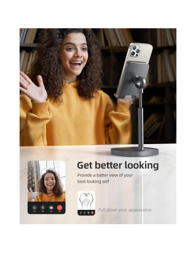 Soporte para Teléfono Móvil LISEN Ajustable de Aluminio Gris