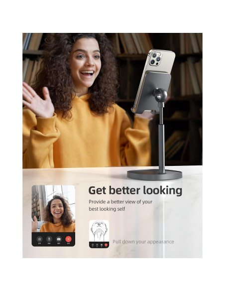 Soporte para Teléfono Móvil LISEN Ajustable de Aluminio Gris