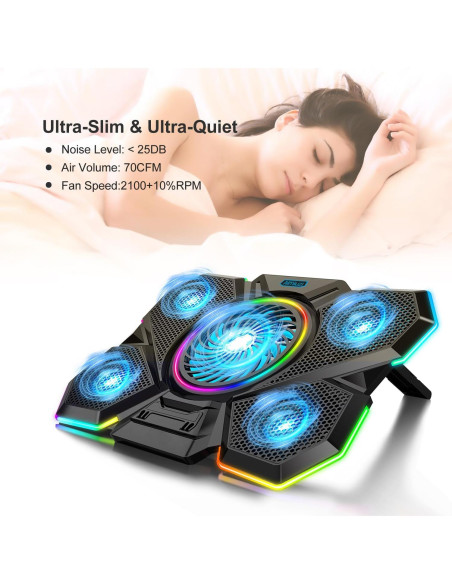 Base de Enfriamiento para Laptop AIMIUZI F13 con 5 Ventiladores