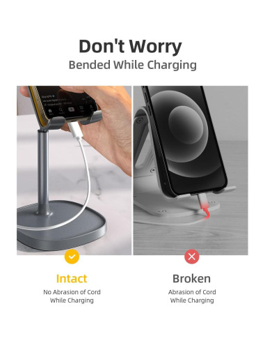 Soporte para Teléfono Móvil LISEN Ajustable de Aluminio Gris